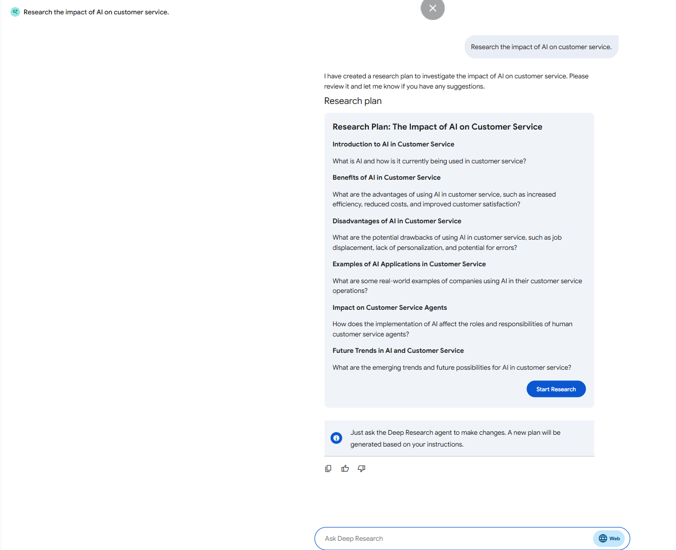 Example Agentspace DeepResearch Agent Plan