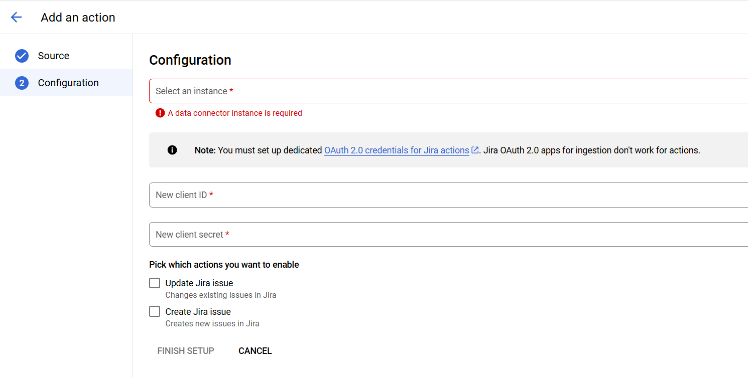 Example Agentspace Actions Configuration- Jira Actions